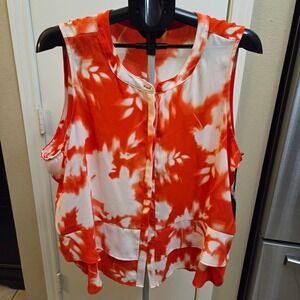 Simply Vera Vera Wang Orange White Floral Tie Dye Peplum Top XXL WV41W114RP